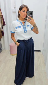 MAGLIA BORDO JEANS BIANCA